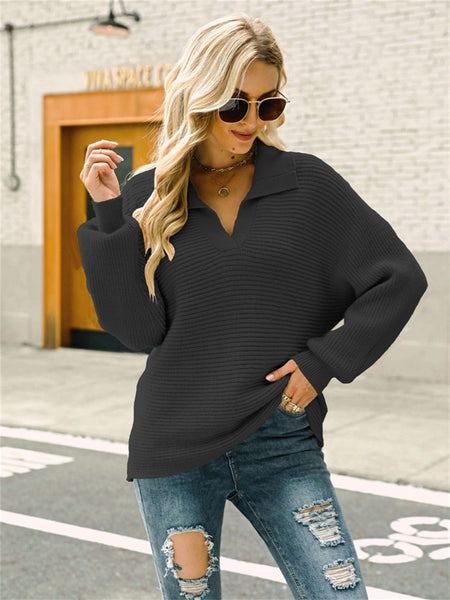 Fashion Long Sleeve Solid Color Knit Loose Turtleneck Sweater for Women-Corachic