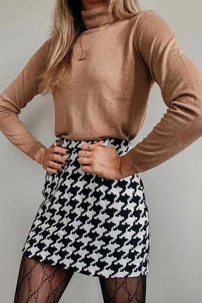 Houndstooth Mini Skirt - girlyrose.com