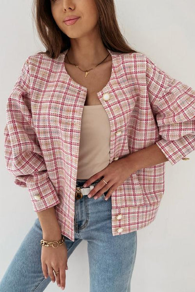 Pearl Button Plaid Jackets - girlyrose.com