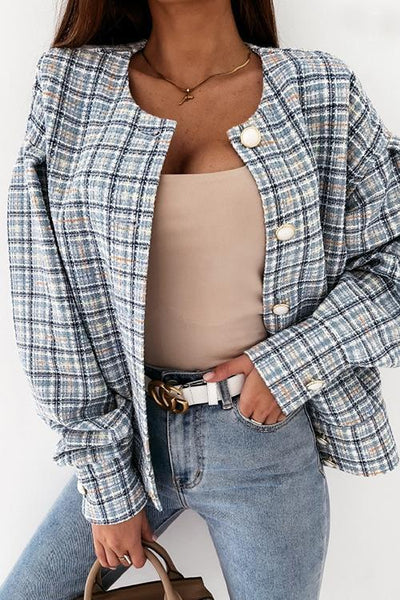 Pearl Button Plaid Jackets - girlyrose.com