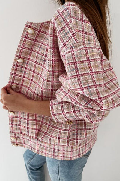 Pearl Button Plaid Jackets - girlyrose.com