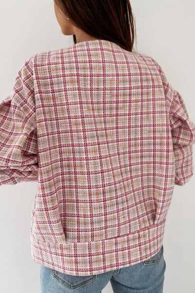 Pearl Button Plaid Jackets - girlyrose.com