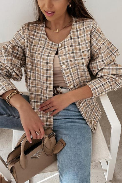 Pearl Button Plaid Jackets - girlyrose.com