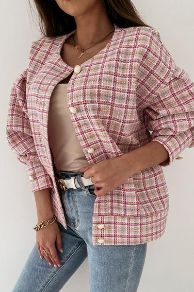 Pearl Button Plaid Jackets - girlyrose.com