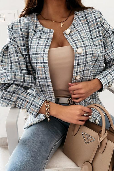 Pearl Button Plaid Jackets - girlyrose.com