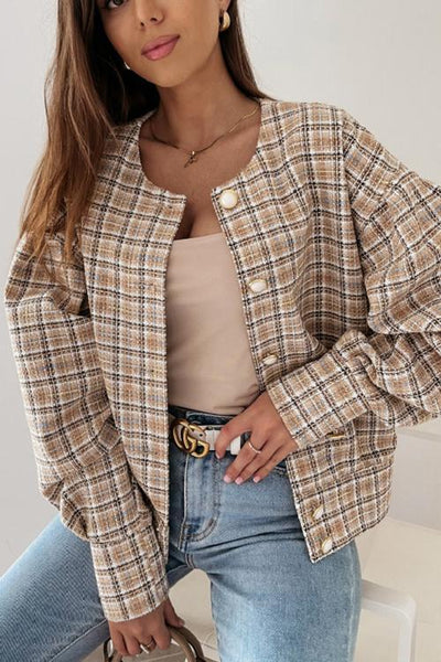 Pearl Button Plaid Jackets - girlyrose.com