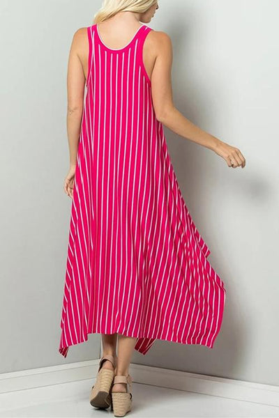 Stripe Sleeveless Maxi Dress