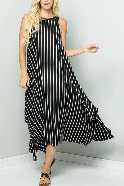 Stripe Sleeveless Maxi Dress