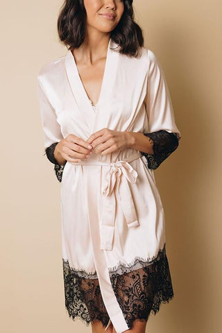 Satin Lace Hem Sleep Robes