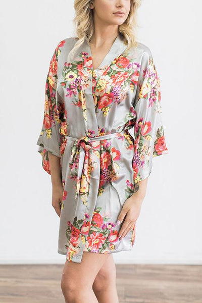 Floral Print Belted Robe