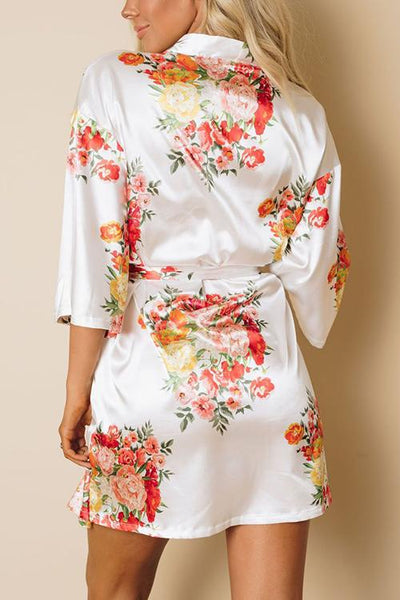 Floral Print Belted Robe