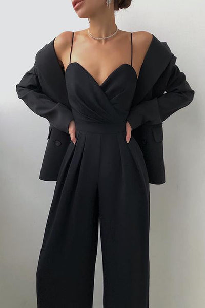 Minimalism Wide Leg Slip Jumpsuits