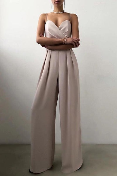 Minimalism Wide Leg Slip Jumpsuits