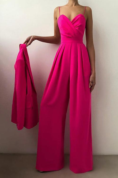 Minimalism Wide Leg Slip Jumpsuits