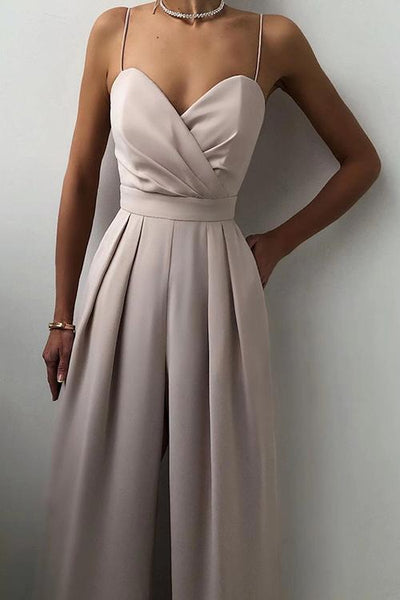 Minimalism Wide Leg Slip Jumpsuits