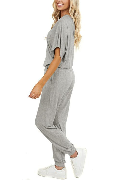 One Shoulder Drawstring Jumpsuits - girlyrose.com