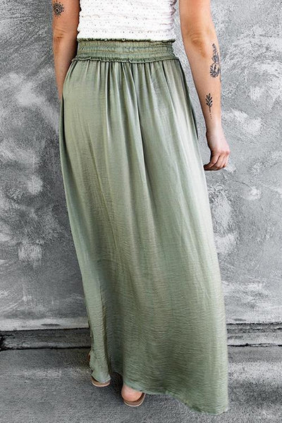 Slit Drawstring Maxi Skirts - girlyrose.com