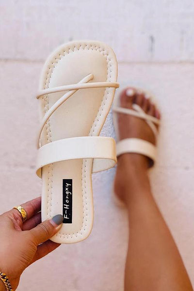 Flat Strappy Slipper Sandals - girlyrose.com