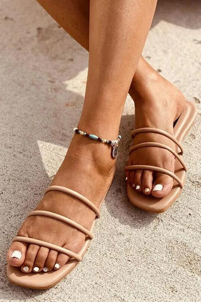 Minimalist Strappy Slide Sandals - girlyrose.com