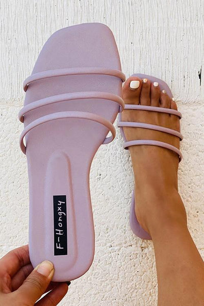 Minimalist Strappy Slide Sandals - girlyrose.com