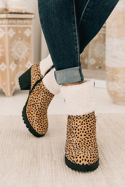 Sherpa Cuff Chunky Heel Booties