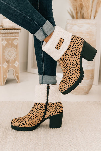 Sherpa Cuff Chunky Heel Booties