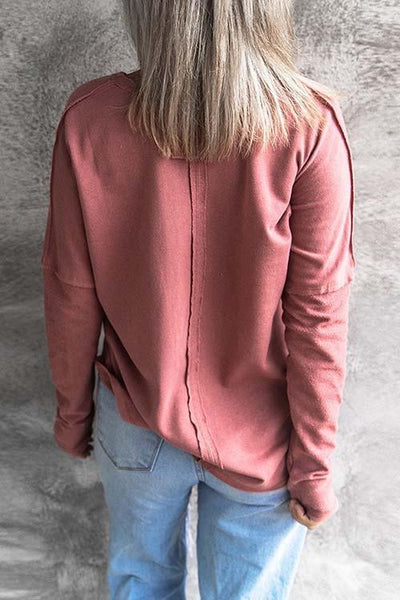 Stitching V Neck Long Sleeve Sweatshirt