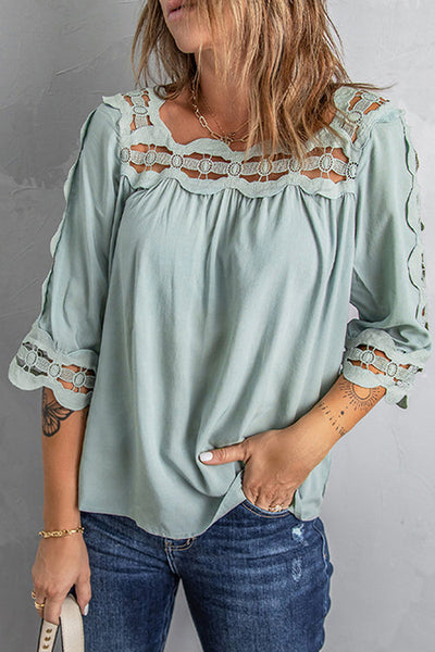 Crochet Trim Hollow Blouse