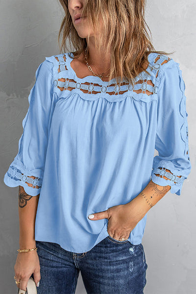 Crochet Trim Hollow Blouse