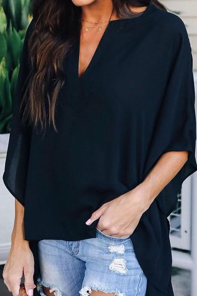 Lilipretty V-neck Loose Raglan Top