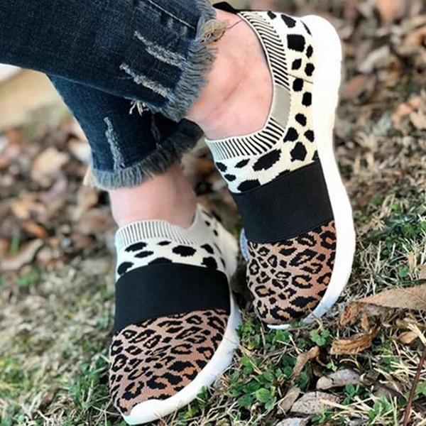 Lydiashoes Leopard Flat Heel Sneakers