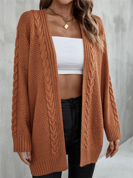Loose Solid Color Irregular Knitted Sweater Coat-Corachic