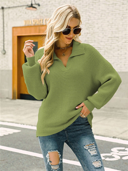 Fashion Long Sleeve Solid Color Knit Loose Turtleneck Sweater for Women-Corachic