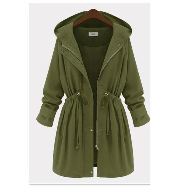 Slim Waist Hooded Coat Casual Outwear-Corachic