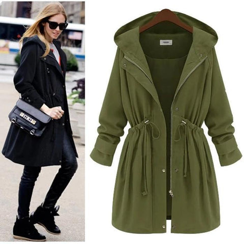 Slim Waist Hooded Coat Casual Outwear-Corachic