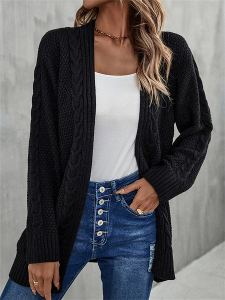 Loose Solid Color Irregular Knitted Sweater Coat-Corachic