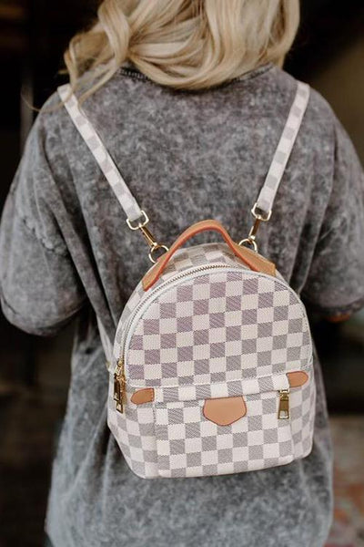 Luxe Checkered Mini Backpack