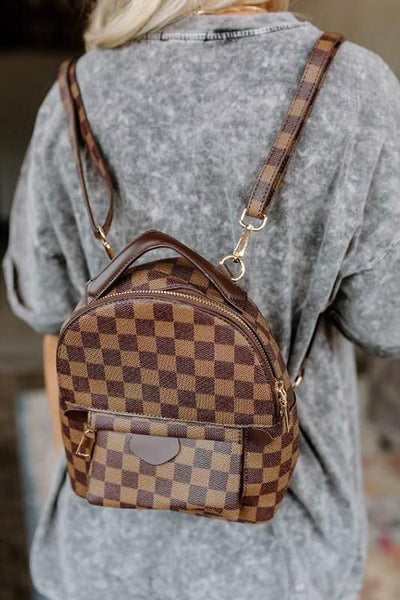 Luxe Checkered Mini Backpack