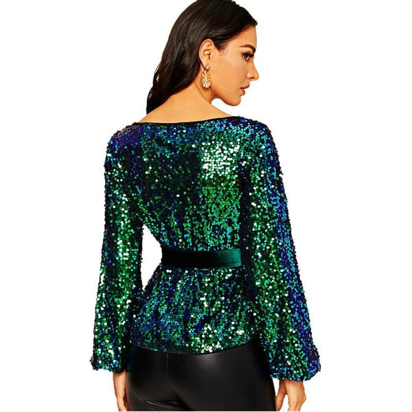 Slim chic women sequins top