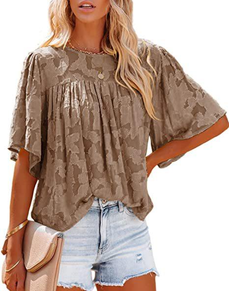 Round neck half sleeve chiffon shirt