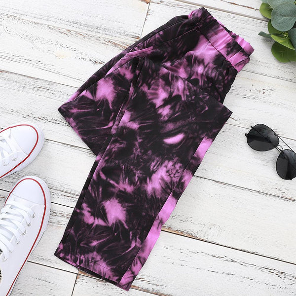 High waist printed slim pants