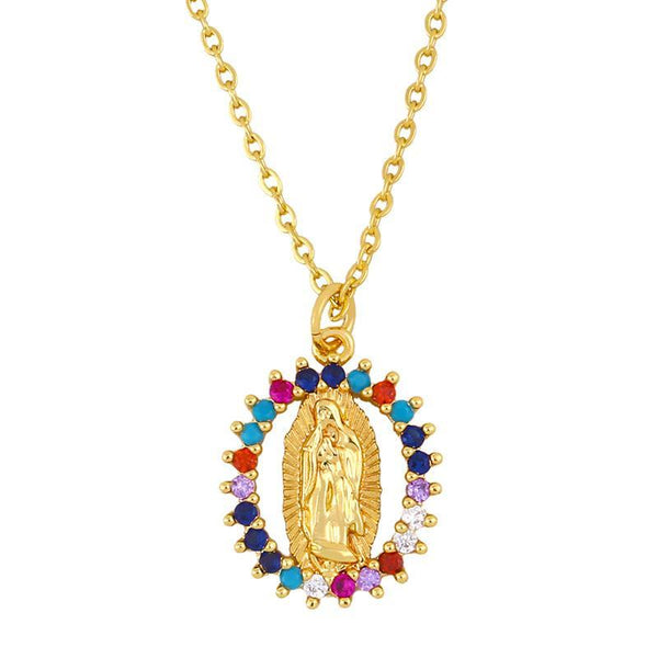 Virgin Mary geometric Pendant Necklace