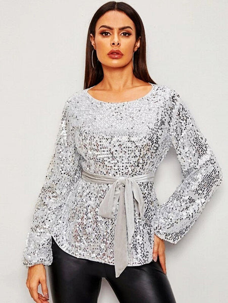 Slim chic women sequins top