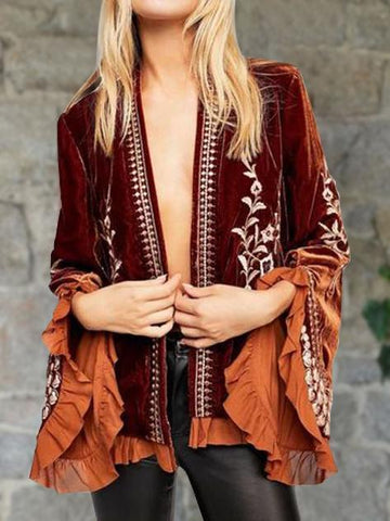 Fashion pagoda sleeve ruffled sleeve cardigan