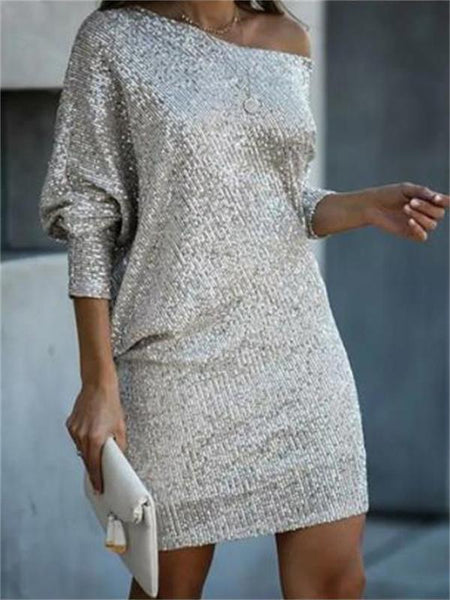 Sliver sequined leisure dress