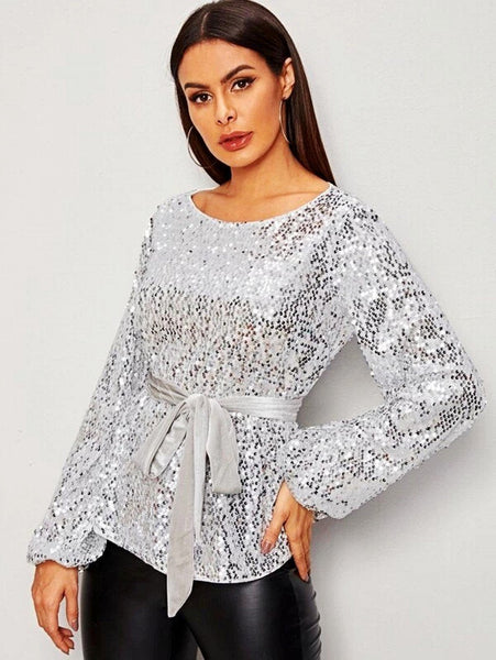 Slim chic women sequins top