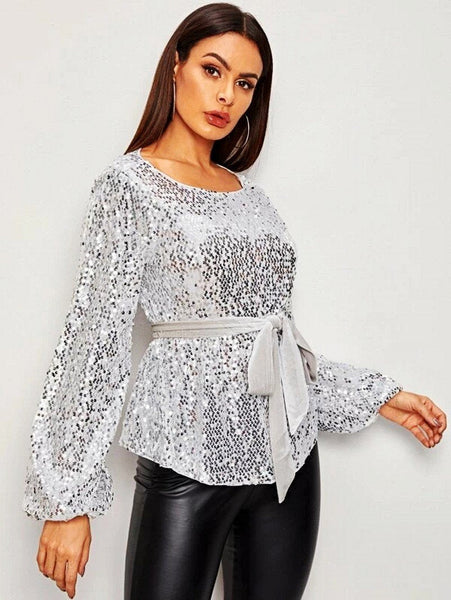 Slim chic women sequins top