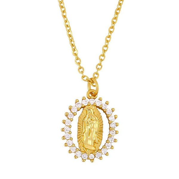 Virgin Mary geometric Pendant Necklace