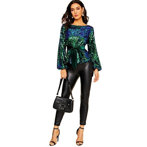 Slim chic women sequins top