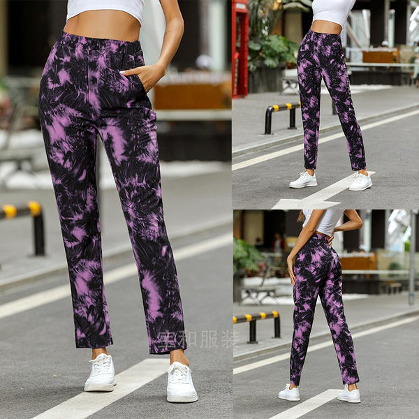 High waist printed slim pants